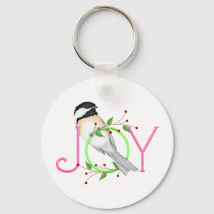 Cute Chickadee "Joy" Keychain