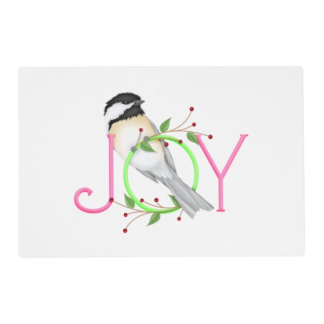 Cute Chickadee "Joy" Placemat (Front)