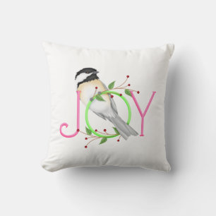 Cute Chickadee "Joy" Throw Pillow
