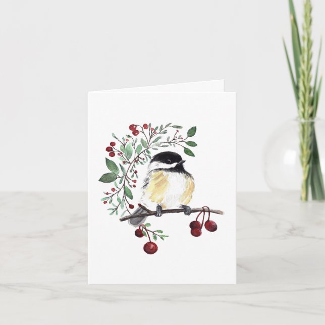 Cute Chickadee Painting  Card (Front)