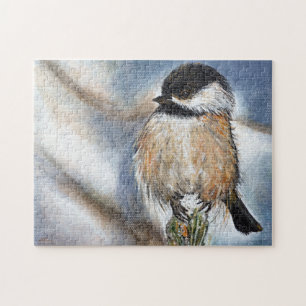 Cute Chickadee Painting Jigsaw Puzzle
