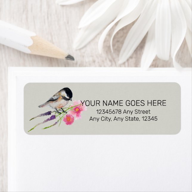 Cute Chickadee Watercolor Art Label (Insitu)