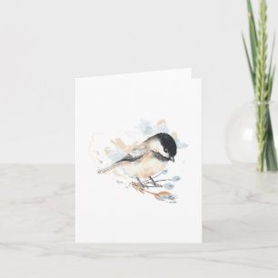 Cute Chickadee Watercolor Note Card