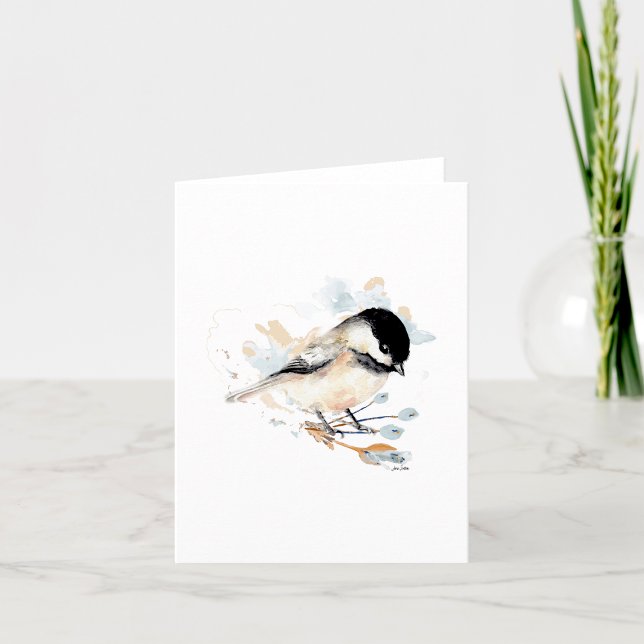 Cute Chickadee Watercolor Note Card (Chickadee watercolor blank note card by Jenn Steffen Art
)