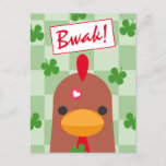 Cute Chicken And Shamrocks St Patricks Day Holiday Postcard