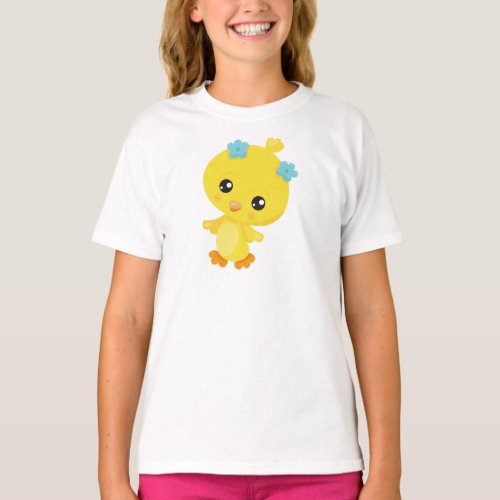 Cute Chicken Baby Chicken Chick Flowers T_Shirt