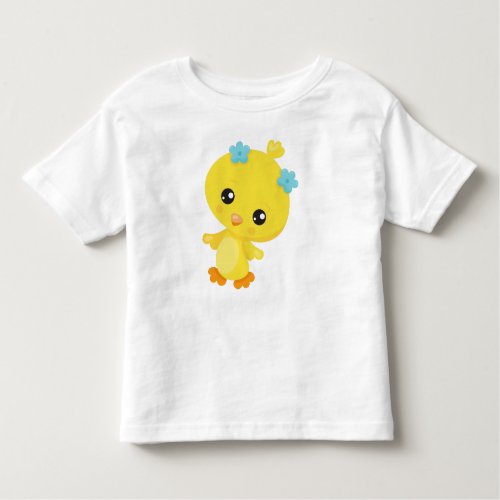 Cute Chicken Baby Chicken Chick Flowers Toddler T_shirt