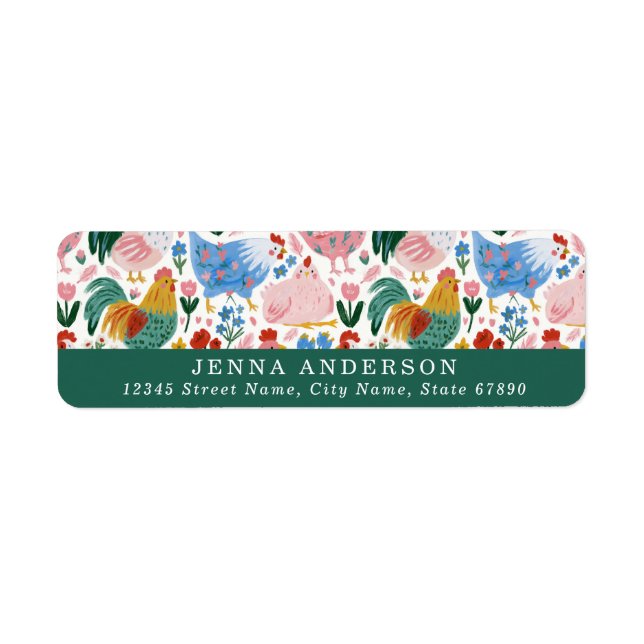 Cute Chicken Background Address Label (Front)
