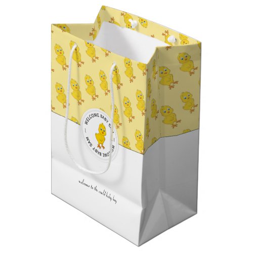 Cute Chicken Cartoon  Personalized Monogram Medium Gift Bag