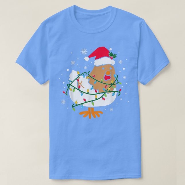 Cute Chicken Christmas Tree Lights Farmer Animal L T-Shirt (Design Front)