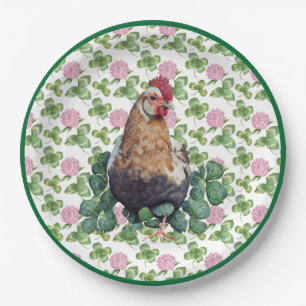 Cute Chicken & Clover   St Patrick's Day  Paper Plates