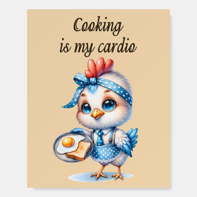 Cute Chicken Cooking Breakfast Funny Kitchen Quote Foam Board (Front)