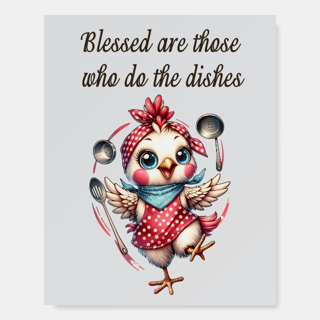 Cute Chicken Cooking Funnyy Kitchen Quote  Foam Board (Front)