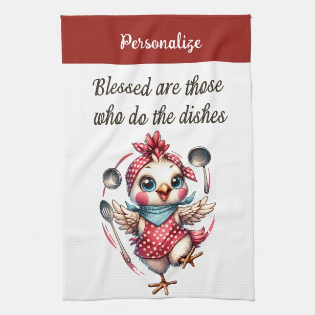Cute Chicken Cooking Funnyy Kitchen Quote  Kitchen Towel (Vertical)