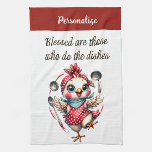Cute Chicken Cooking Funnyy Kitchen Quote Towel