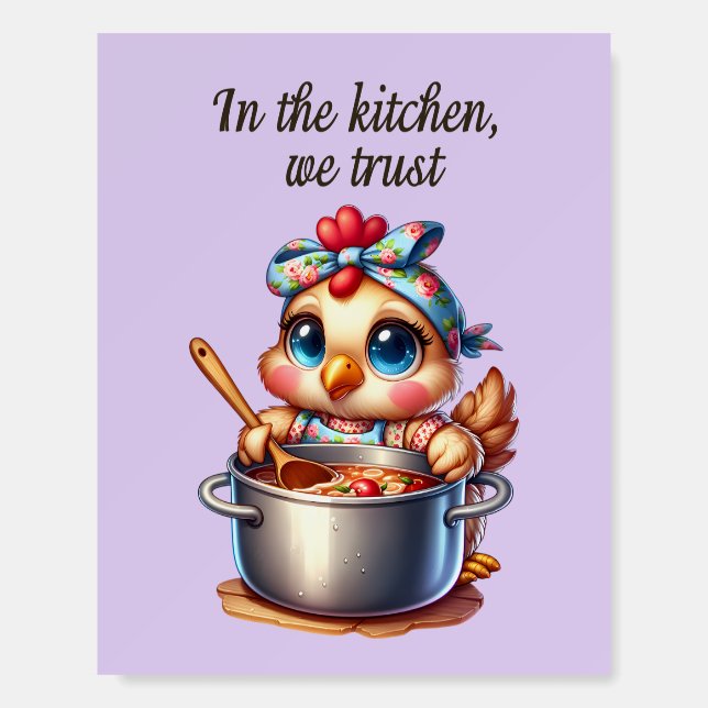 Cute Chicken Cooking Pot on Stove  Foam Board (Front)