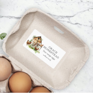 Cute Chicken Coop Farm Egg Carton Label