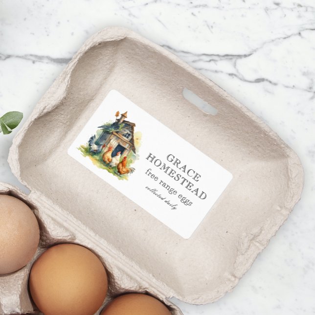 Cute Chicken Coop Farm Egg Carton Label (Creator Uploaded)