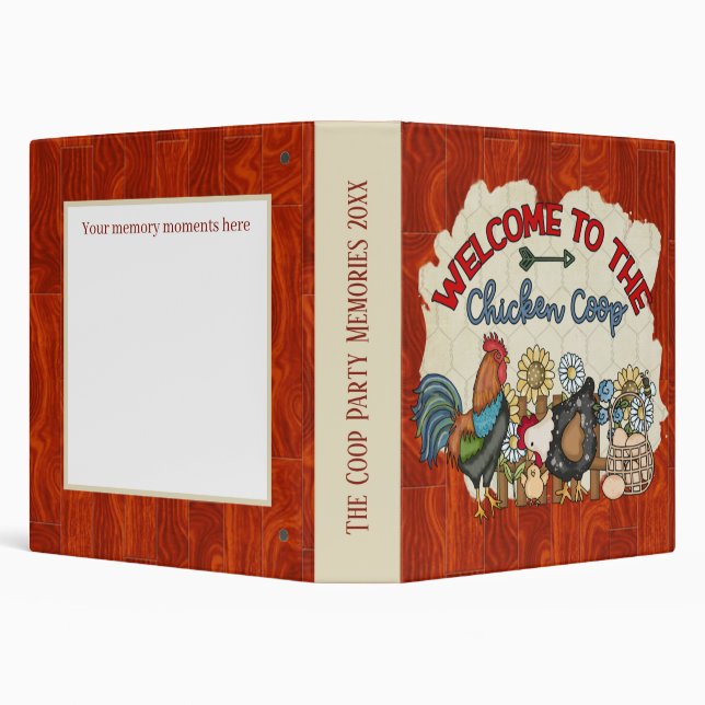cute chicken coop party memories  3 ring binder (Background)