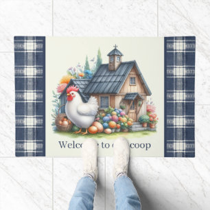 Cute chicken coop welcome Country Doormat