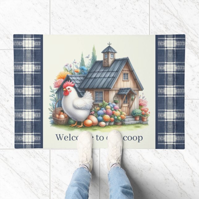 Cute chicken coop welcome Country Doormat (Indoor)