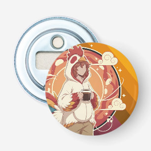 Cute Chicken Costume Coffee Morning Art Bottle Opener