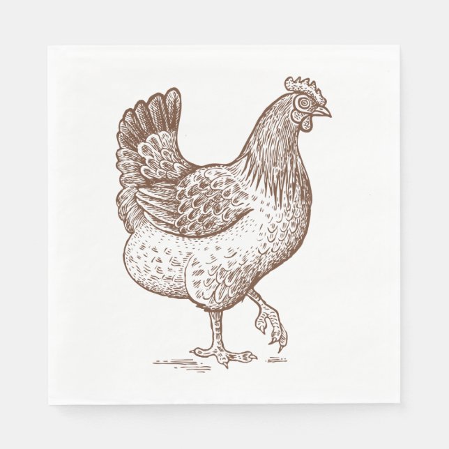 Cute Chicken Country Farm Farmer Birthday Party Napkins (Front)