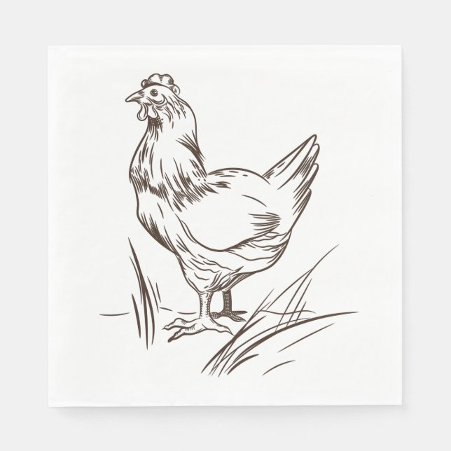 Cute Chicken Country Farm Farmer Birthday Party Napkins (Front)