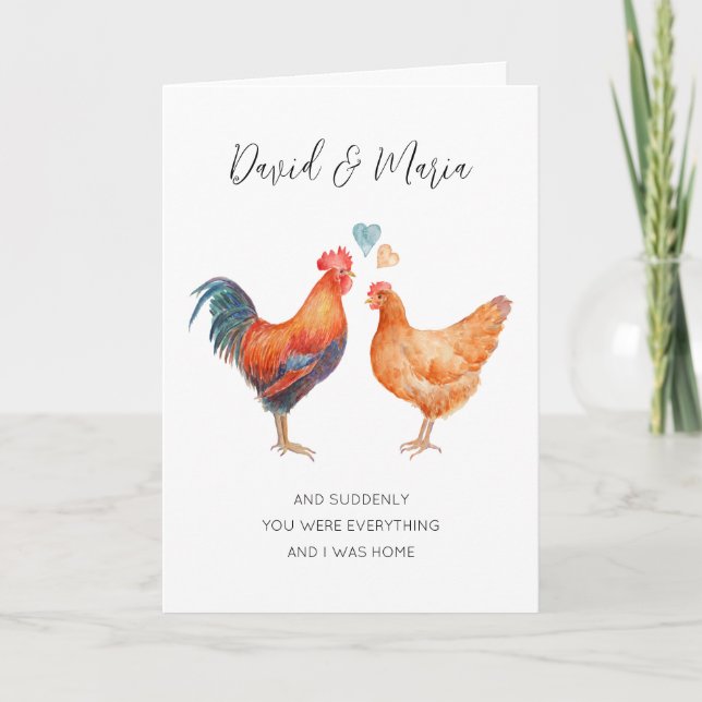 Cute Chicken Couple Love You Forever Anniversary Card (Front)