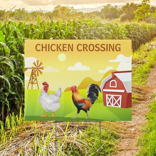 Cute Chicken Crossing Farm Animal Yard Sign