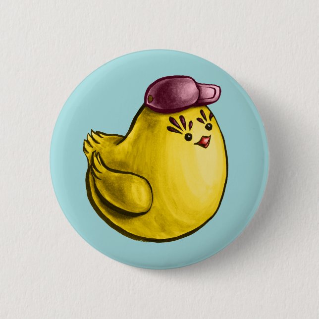 Cute Chicken Design – Funny Yellow Chick Easter Button (Front)