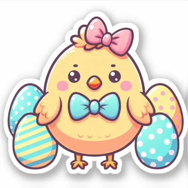 cute chicken die cut sticker (Front)