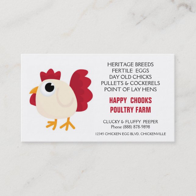 Cute Chicken Doodle Egg Farm Business Card (Front)