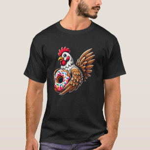 Cute Chicken Eating Donut T-Shirt
