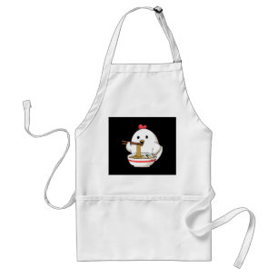 Cute Chicken Eating Ramen Noodles Kawaii Illustrat Adult Apron
