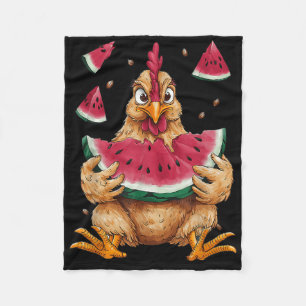 Cute Chicken Eating Watermelon Fruit Summer Men Wo Fleece Blanket