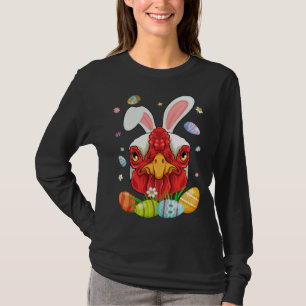 Cute Chicken Face With Bunny Ears Colorful Eggs Ea T-Shirt