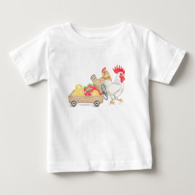 Cute Chicken Family Baby T-Shirt (Front)