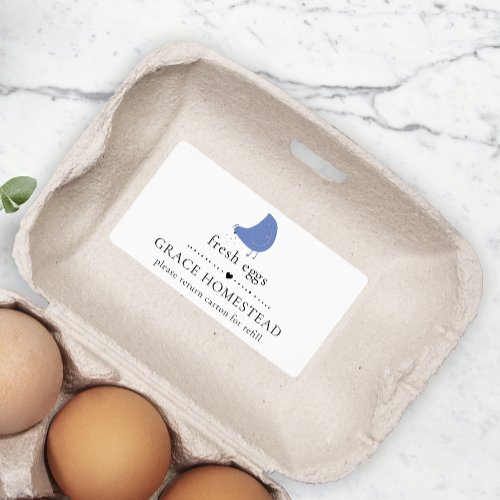 Cute Chicken Farm Blue Egg Carton Label