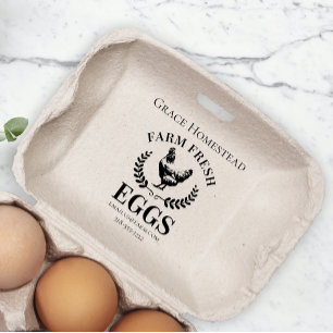 Cute Chicken Farm Fresh Eggs Carton Add Name Rubber Stamp