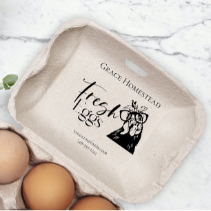 Cute Chicken Farm Fresh Eggs Carton Add Name Rubber Stamp