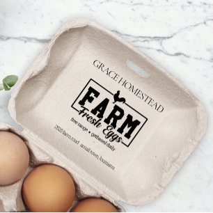 Cute Chicken Farm Fresh Eggs Carton Add Name Rubber Stamp
