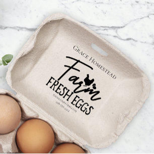 Cute Chicken Farm Fresh Eggs Carton Add Name Rubber Stamp