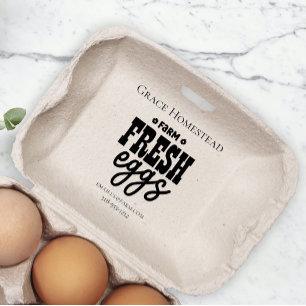 Cute Chicken Farm Fresh Eggs Carton Add Name Rubber Stamp