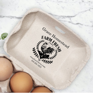 Cute Chicken Farm Fresh Eggs Carton Add Name Rubber Stamp
