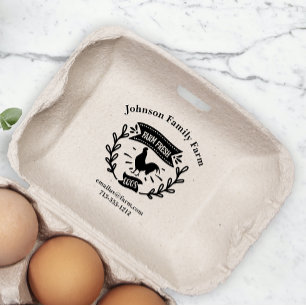 Cute Chicken Farm Fresh Eggs Carton Add Name Rubber Stamp