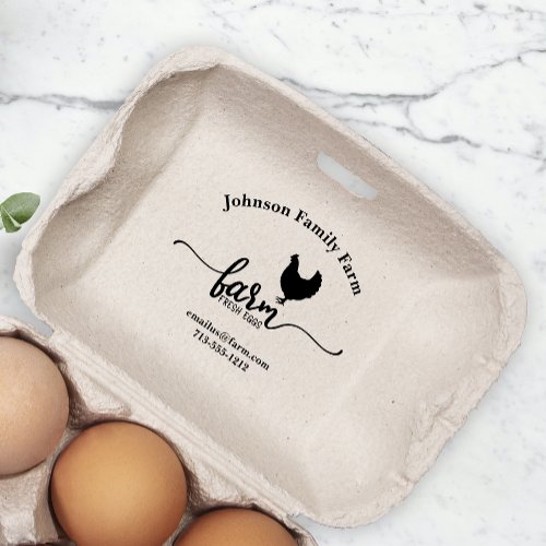 Cute Chicken Farm Fresh Eggs Carton Add Name Rubber Stamp