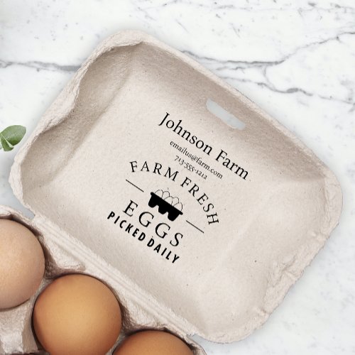 Cute Chicken Farm Fresh Eggs Carton Add Name Rubber Stamp