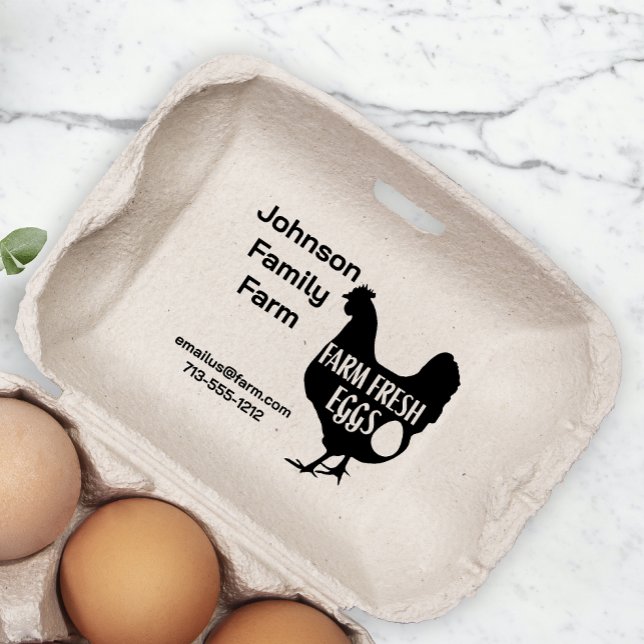 Cute Chicken Farm Fresh Eggs Carton Add Name Rubber Stamp (Creator Uploaded)
