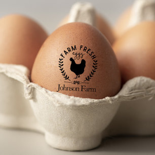 Cute Chicken Farm Fresh Floral Egg Rubber Stamp